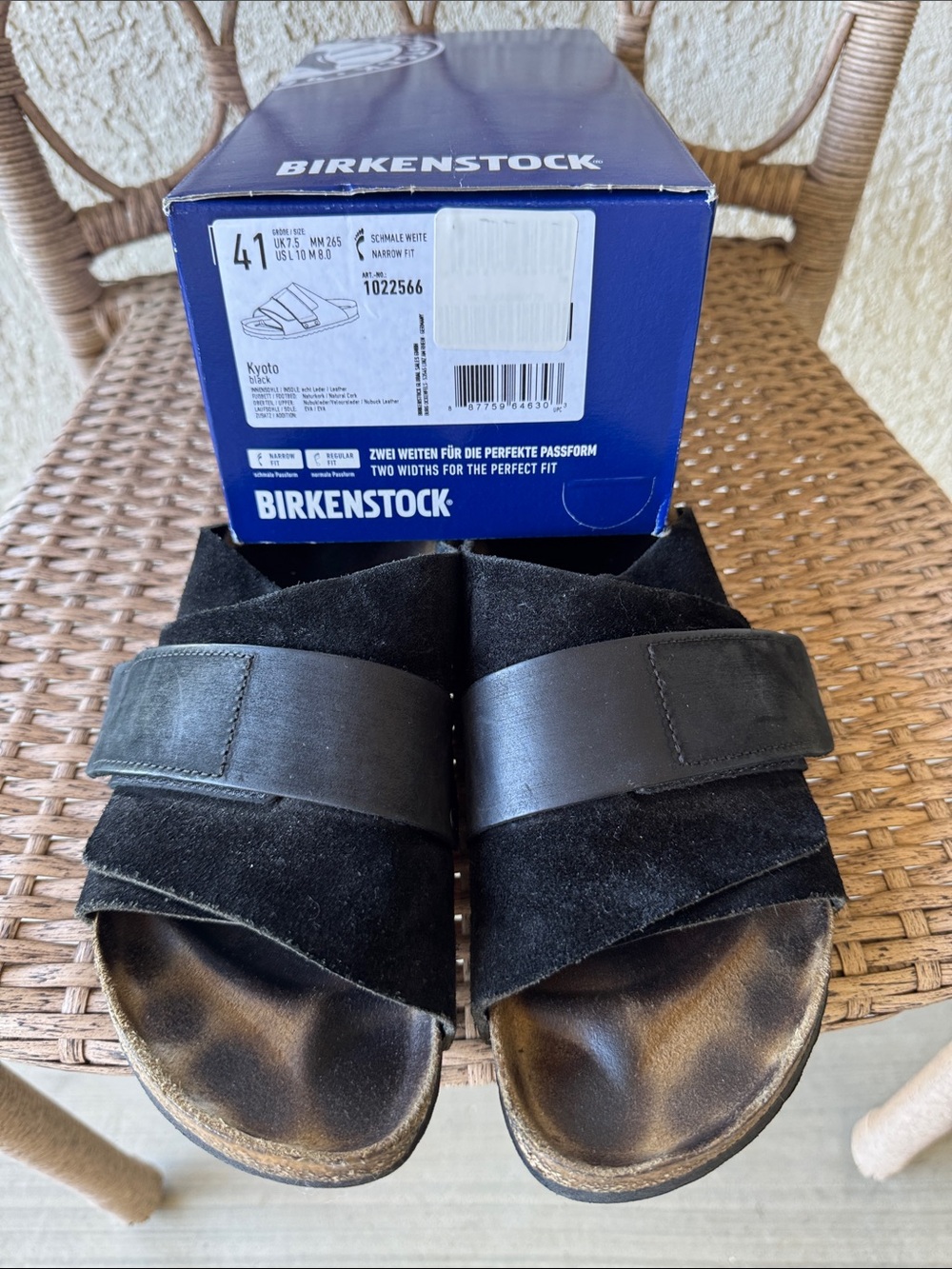 Birkenstock Black Kyoto Suede Slide Sandals